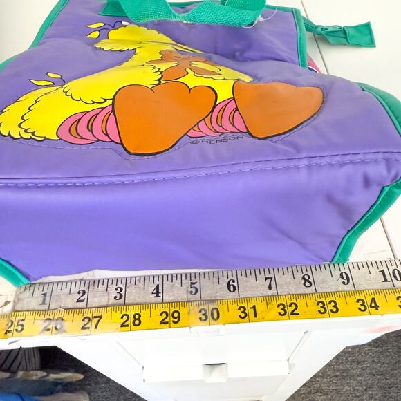 Vintage 90s Sesame Street Big Bird Lunch Bottle Tote Bag Insulated Purple Teal - Picture 8 of 10
